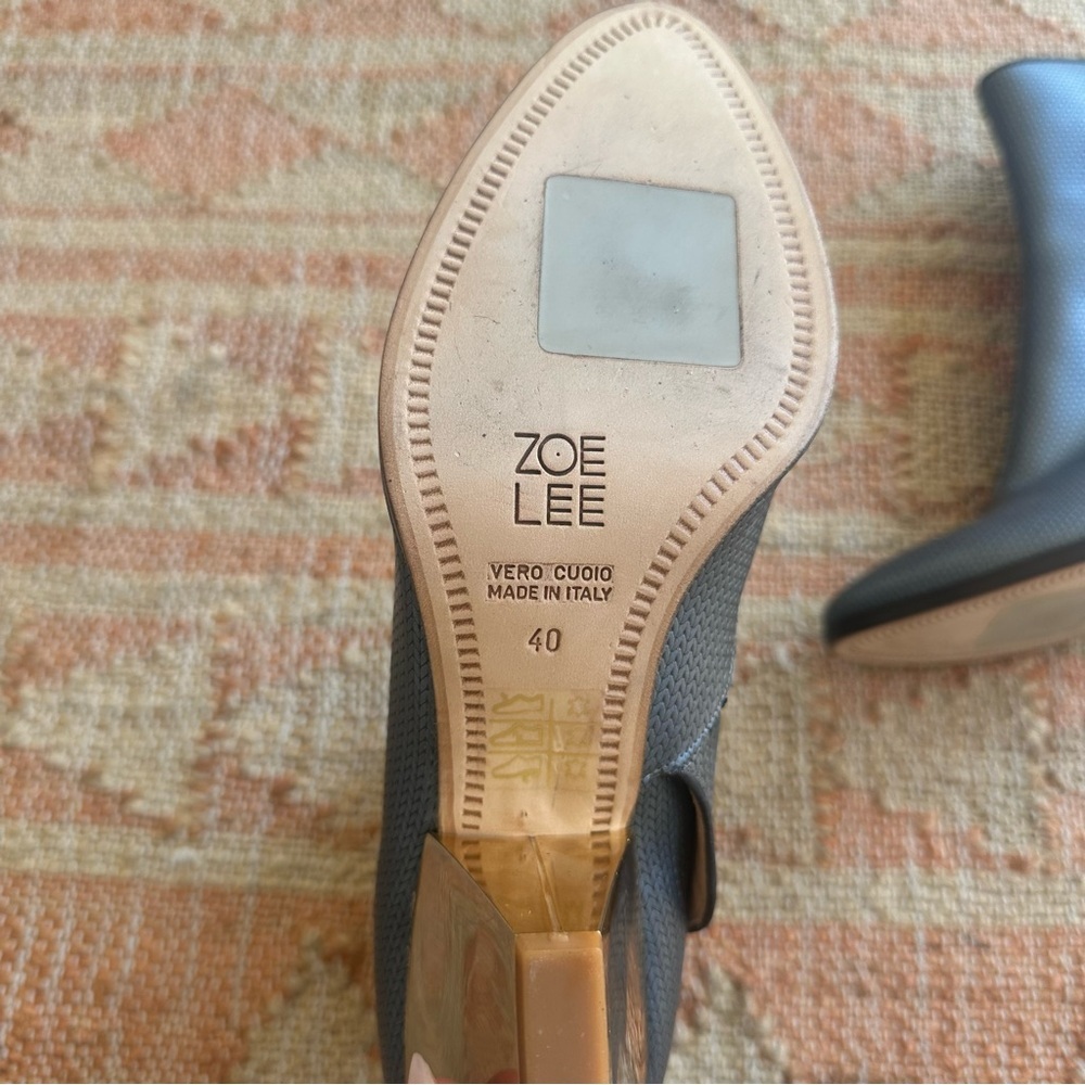 Zoe Lee Addis Bootie Size 40 Metallic Grey with Gold Heels Side Zip Ankle Boot - Picture 12 of 14
